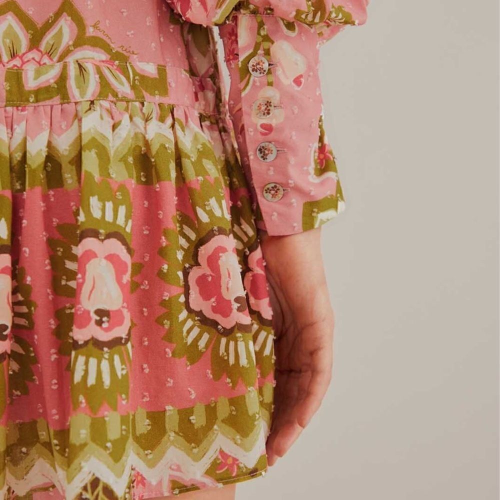 NWT Farm Rio floral cotton pink dress L - Picture 4 of 8